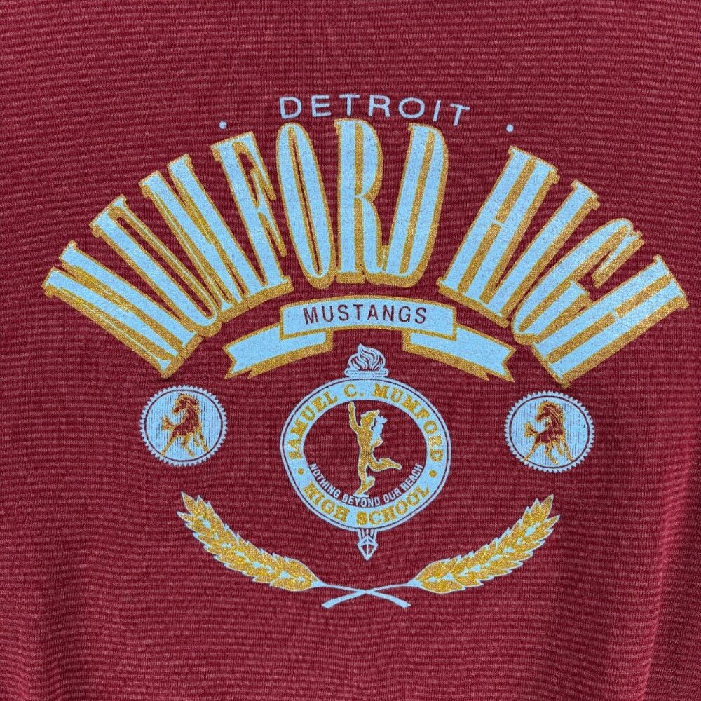 Genius Sweatshirt Men L/XL Detroit High School Mumford Mustangs Vintage 80's - Picture 12 of 16